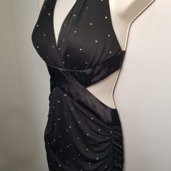 Small Morgan & Co Black Criss Cross Bodycon with studs - Picture 6 of 8